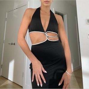 MESHKI Black sparkle embellished gown